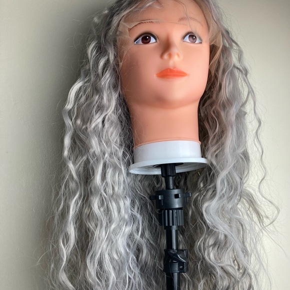 Gray Kinky Curly Lace Wig
